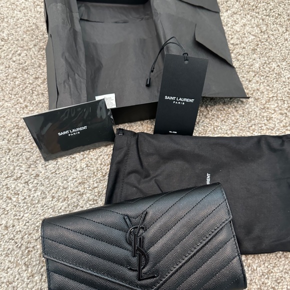 YSL CASSANDRE MATELASSÉ LARGE FLAP WALLET IN GRAIN DE POUDRE EMBOSSED LEATHER